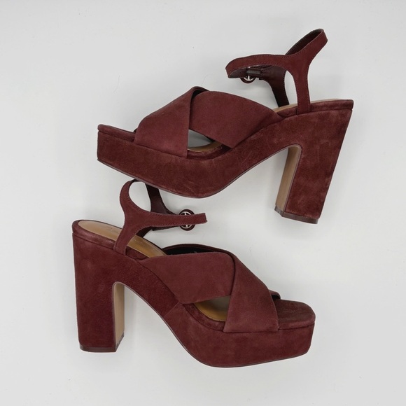 Splendid Pandora Platform Heels 7 Suede Chocolate NEW NWOB - Picture 5 of 9